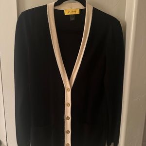 St John Cardigan with cream trim and gold buttons